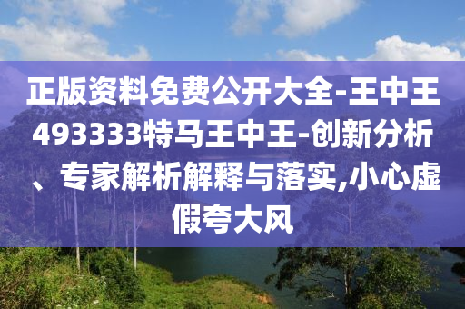 正版資料免費公開大全-王中王493333特馬王中王-創(chuàng)新分析、專家解析解釋與落實,小心虛假夸大風(fēng)