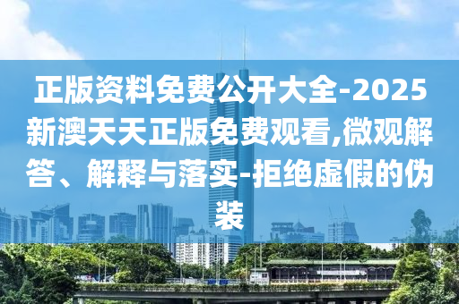 正版資料免費公開大全-2025新澳天天正版免費觀看,微觀解答、解釋與落實-拒絕虛假的偽裝